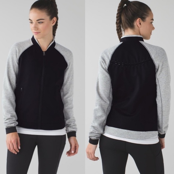 Lululemon Var-City Bomber Jacket | Black / Heathered Black | Size 10 - Picture 2 of 16